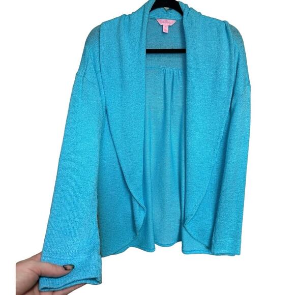 Lilly Pulitzer Open Front Cardigan Knitted Long Sleeve Blue Size Medium - Picture 1 of 9